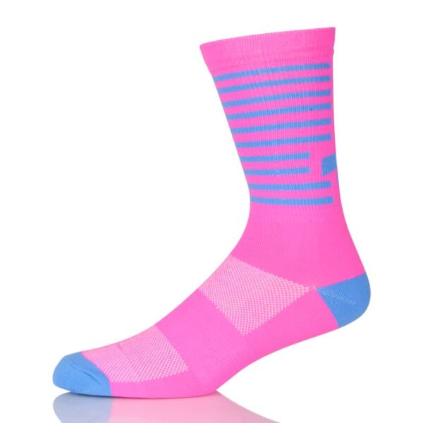 Pink Cycling Socks Mens and blue men's cycling socks isolated on a white background.