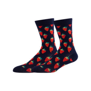 Sinoknit Navy Crew Socks για άνδρες και γυναίκες, Strawberry Pattern - Καλύτερες κάλτσες φορεμάτων χονδρικής.