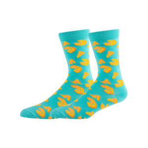 Chaussettes décontractées pour hommes Sinoknit : bleu vif avec des motifs de tranches de pizza jaune vif, ajoutant une touche amusante à n'importe quelle tenue.