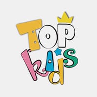 Top Kids" in colorful, playful letters, with a yellow crown on the "P".