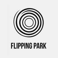 Black circles above "FLIPPING PARK" on a light gray background.