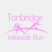 Logo with two stylized runners above "Tonbridge Inflatable Run" in pink on a light background.