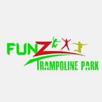 Funz Trampoline Park logo: stylized jumpers, "Funz" in green/red, "Trampoline Park" in green underneath.