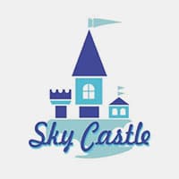 A castle logo in blue shades with "Sky Castle" written underneath.