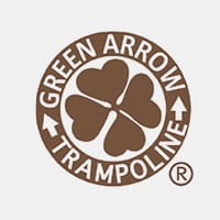 Green Arrow Trampoline logo: brown four-leaf clover encircled by company name and arrows.