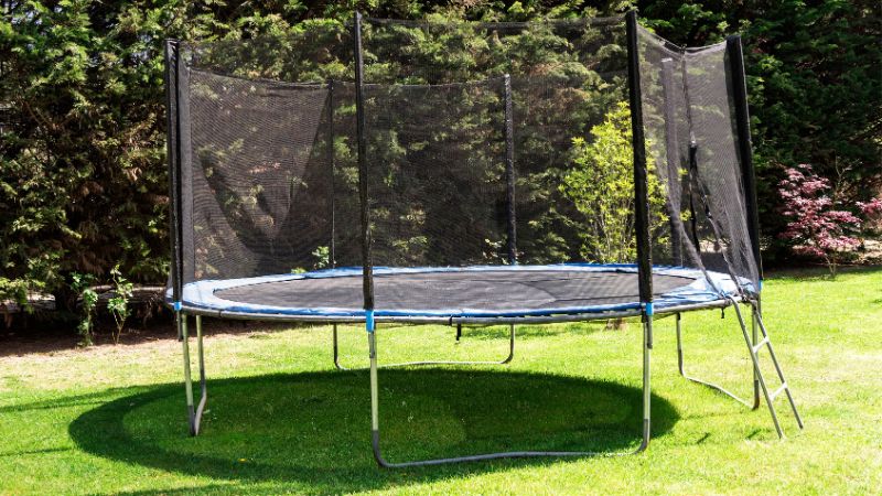 High-quality outdoor trampoline with safety enclosure for kids and adults, perfect for backyard fun and exercise, enhances outdoor recreational space, durable and secure.
