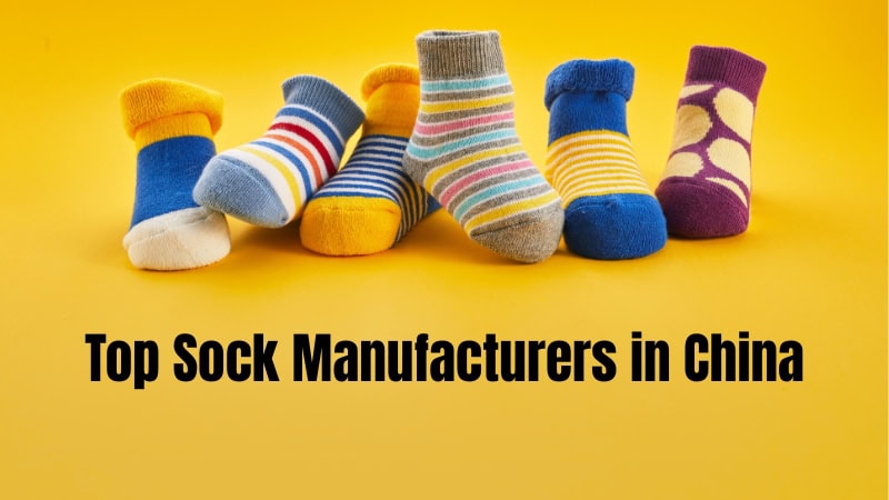 Colorful socks arranged in a row, showcasing variety and quality of sock production in China.