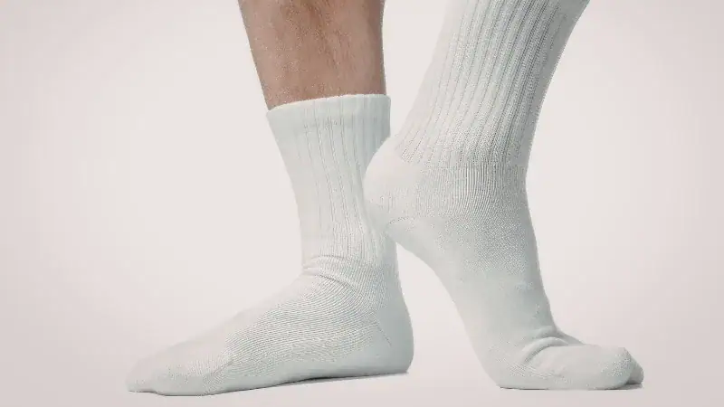 Comfortable white crew socks for summer outfits.